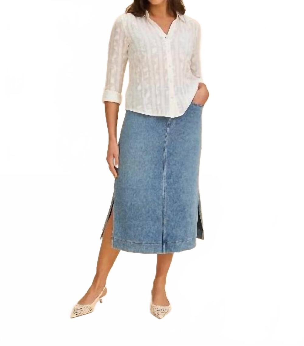 NEW FDJ pull-on skirt with slits in light denim